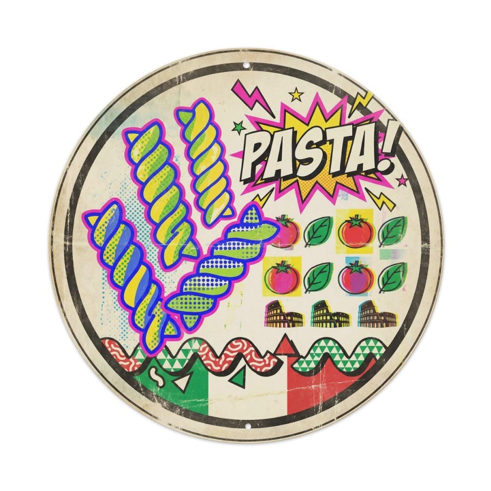 Pasta Street Food Memphis Pop Italian Culture Metal Tin Sign