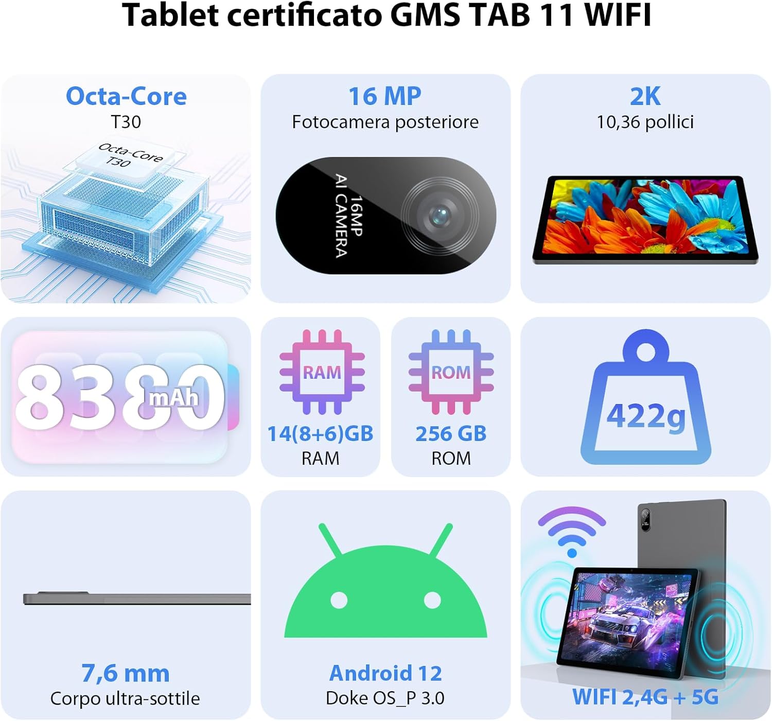 Blackview Tab 11 WiFi Android 12 Tablet 14GB+256GB Blu Blackview Tab 11 WiFi Android 12 Tablet 14GB+256GB Blu