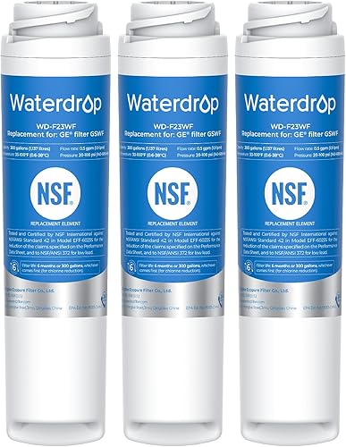 Filtro de agua potable Waterdrop GSWF para refrigerador, reemplazo para GE® GSWF Smart Water 238C2334P001, Kenmore 46-9914, 469914, 9914, 3 filtros