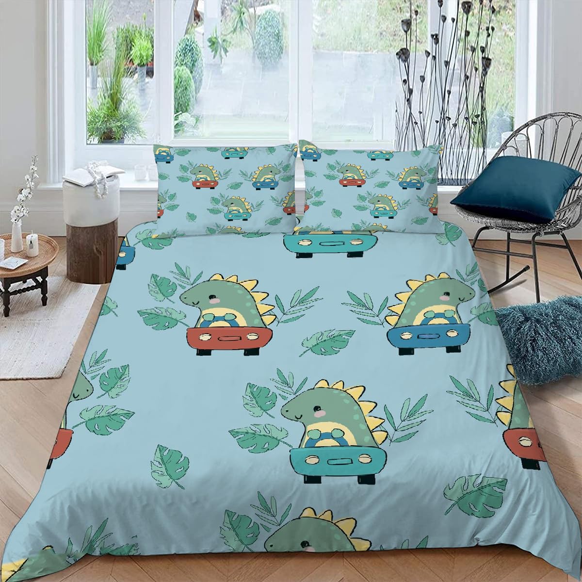 Housse de couette dinosaure zippée pour en finir avec la couette qui glisse
