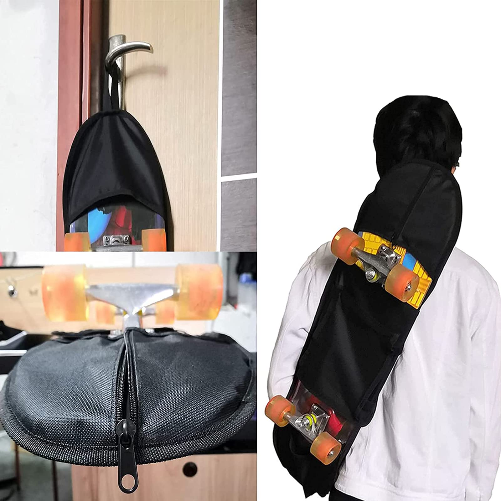 Sac De Planche à Roulettes Sac De Longboard Sac à Dos Pour Skateboard Roulettes Skateboard Sac Universel Bandoulière Réglable Oxford Convient à La Plupart Des Types De Skateboards, 84 x 22cm
