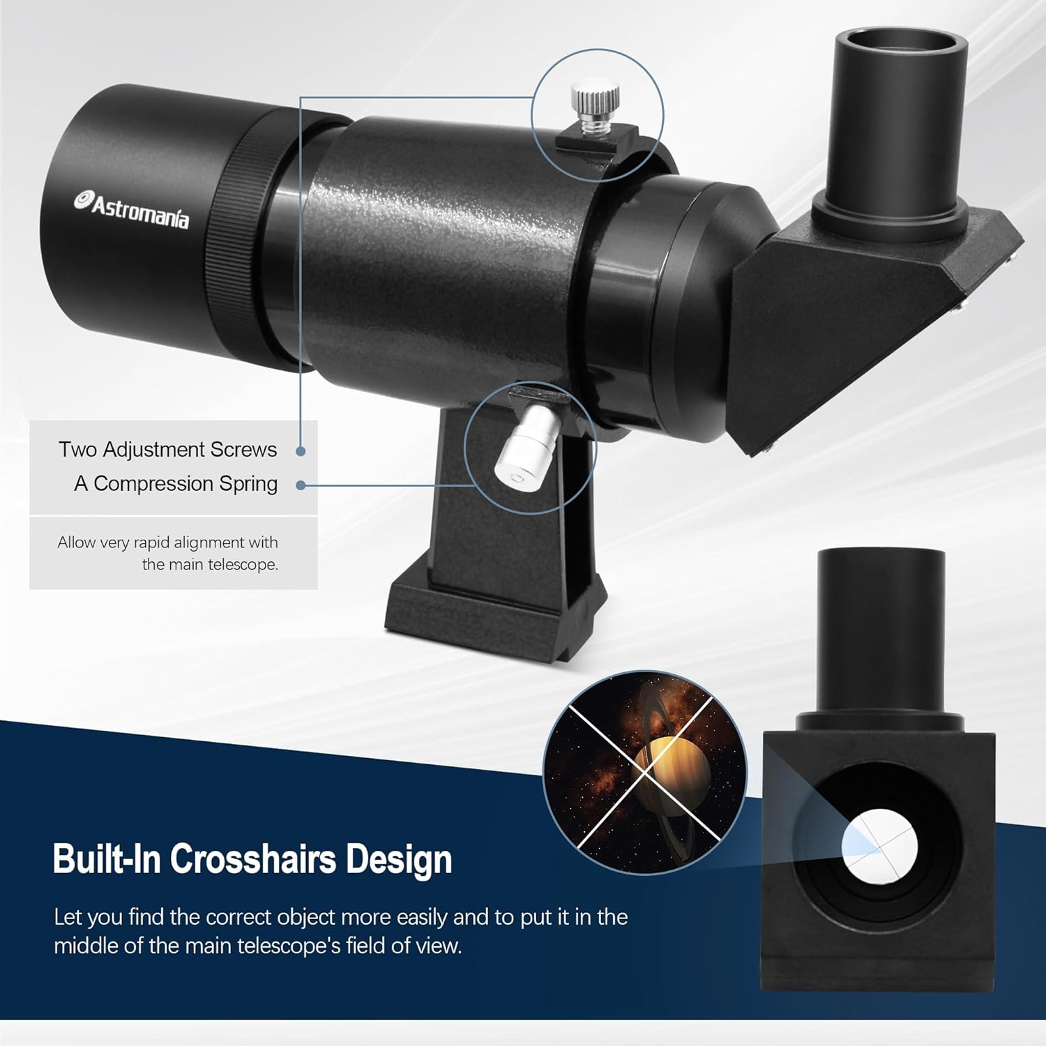Astromania Dual Finder Mounting Bracket - Bundle with - Finder Shoe Base&9x50 Angled Finder