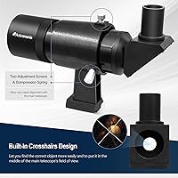 Vista 5 de Astromania Telescopio Buscador 9x50, Buscador de Telescopio Óptico de Ángulo Recto con Imagen Correcta, Totalmente Multirrevestido para Telescopio