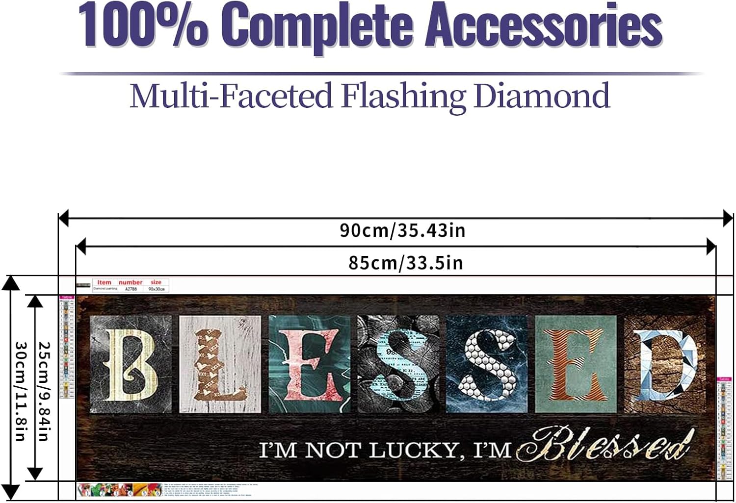 YALKIN 5D Diamond Painting Kits for Adults, Large Saying Believe Diamond Art Kits Full Drill Diamond Painting Kit for Adult Beginners, DIY Crystal Picture Art for Home Wall Decor 30x90cm/12x35in image 2