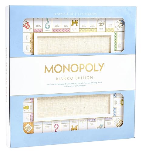 WS Game Company Monopoly Bianco Edition, White Wood Board, Gold-Tone