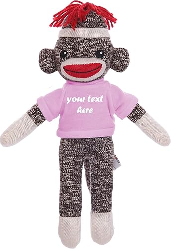 Miniatura 6 de Plushland Lindo mono marrón de 8 pulgadas, regalo personalizado de animal de peluche, texto personalizado en la camisa, gran regalo para el día de