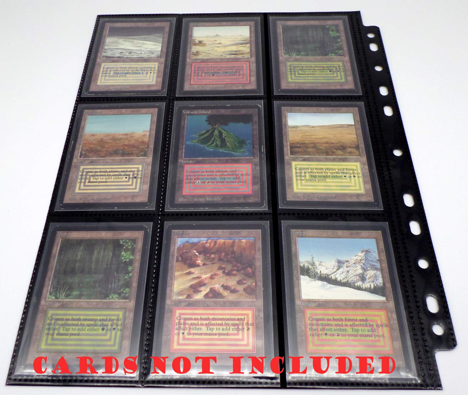 docsmagic.de 50 18-Pocket Pages Black - Sideloading - MTG PKM YGO - 11-Hole - Feuilles Noir