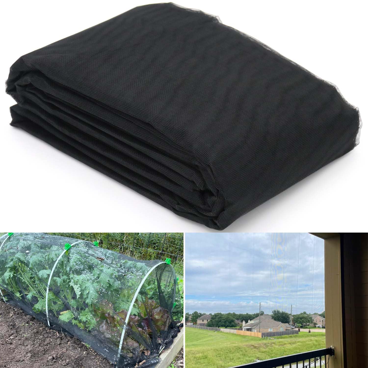 10 x 20ft, Clear View Bird Insect Bug Garden Mesh Netting for Apartment, Outdoor Raised Bed Protection, Black 33% Shade Rate Mosquito Netting Strong PP Nano Mesh Screen for Patio Porch Balcony