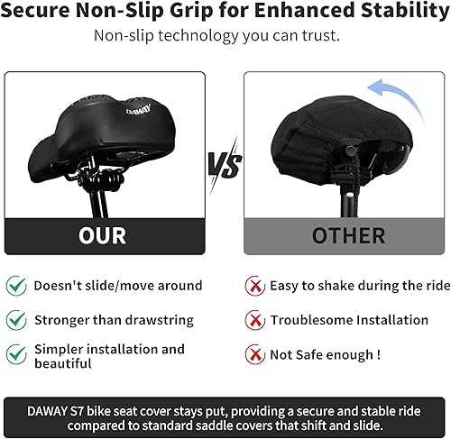 Miniatura 17 de DAWAY Cómoda funda de asiento de bicicleta, cojín acolchado de gel de silicona y espuma viscoelástica para hombres y mujeres, funda suave para Rosa