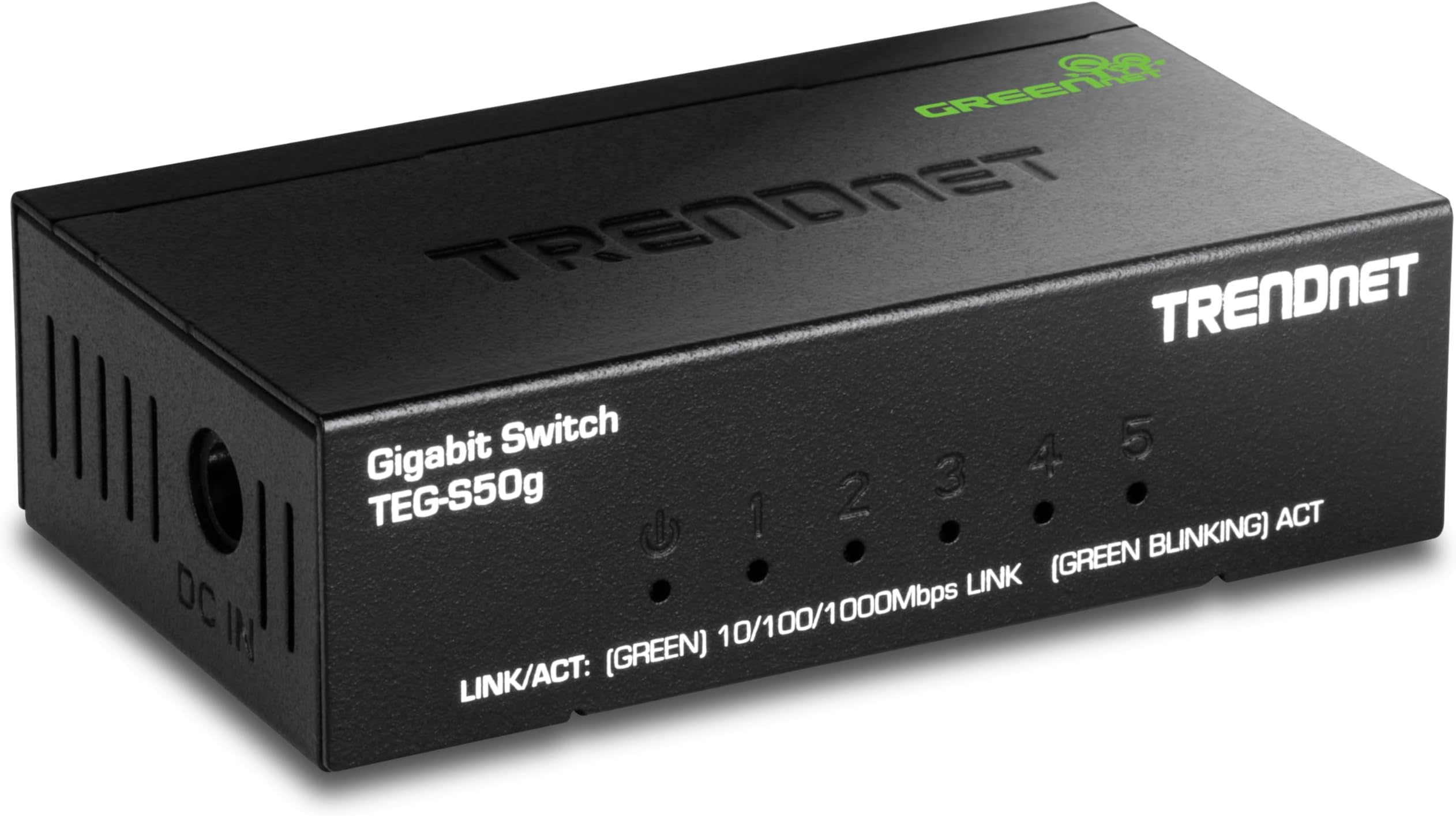 TRENDnet5-Port Unmanaged Gigabit GREENnet Desktop Metal Switch, TEG-S50g,Ethernet Splitter, Ethernet/Network Switch, 5 x Gigabit Ports, Fanless, 10 Gbps Switching Fabric, Black