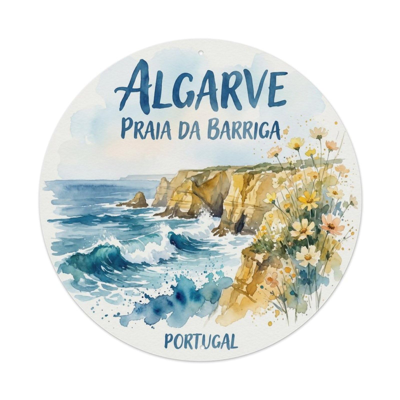 Olhnbad 08X08inch Style Heritage Portugal Algarve Coast Cultural Travel Art Metal Tin Sign
