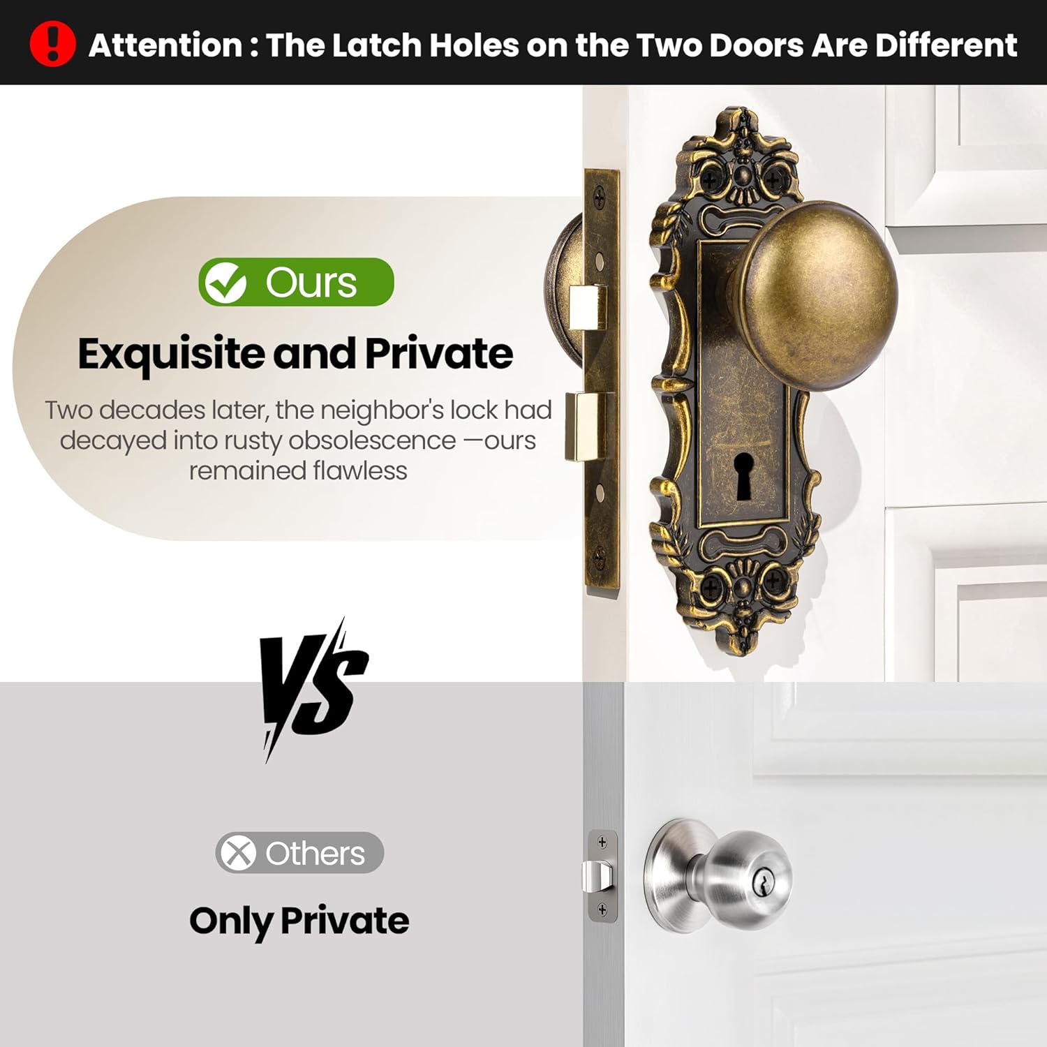 Mortise Lock Door Knobs Interior Bronze Door Knob Antique Door Handle Skeleton Key Privacy Vintage Door Locks for Bedrooms Bathroom
