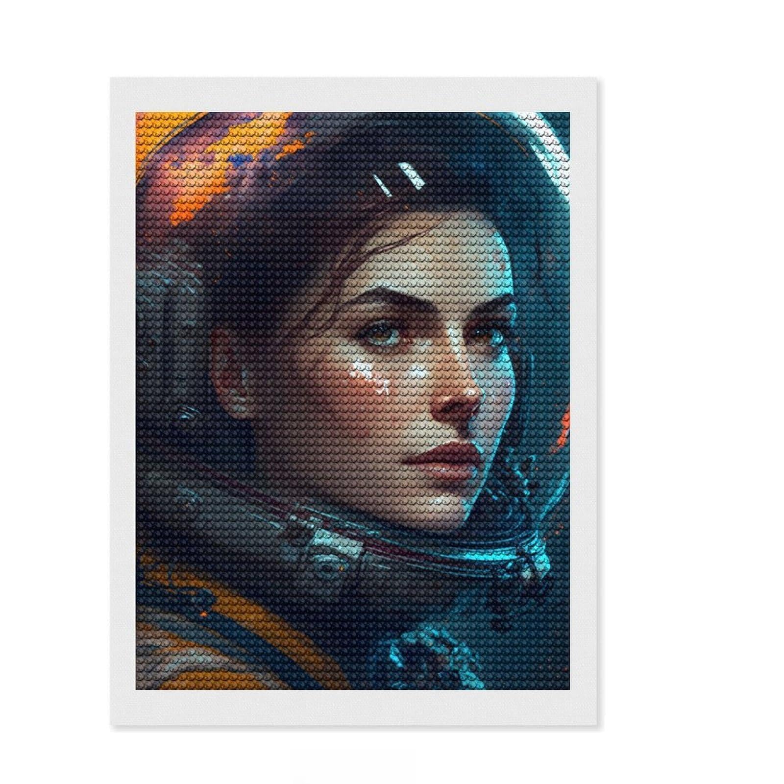 Junmoney Sci Officer Round Drill Diamond Painting 12"x16", Neat Printed Canvas, Satisfying Creative Project, Fun Craft Experience