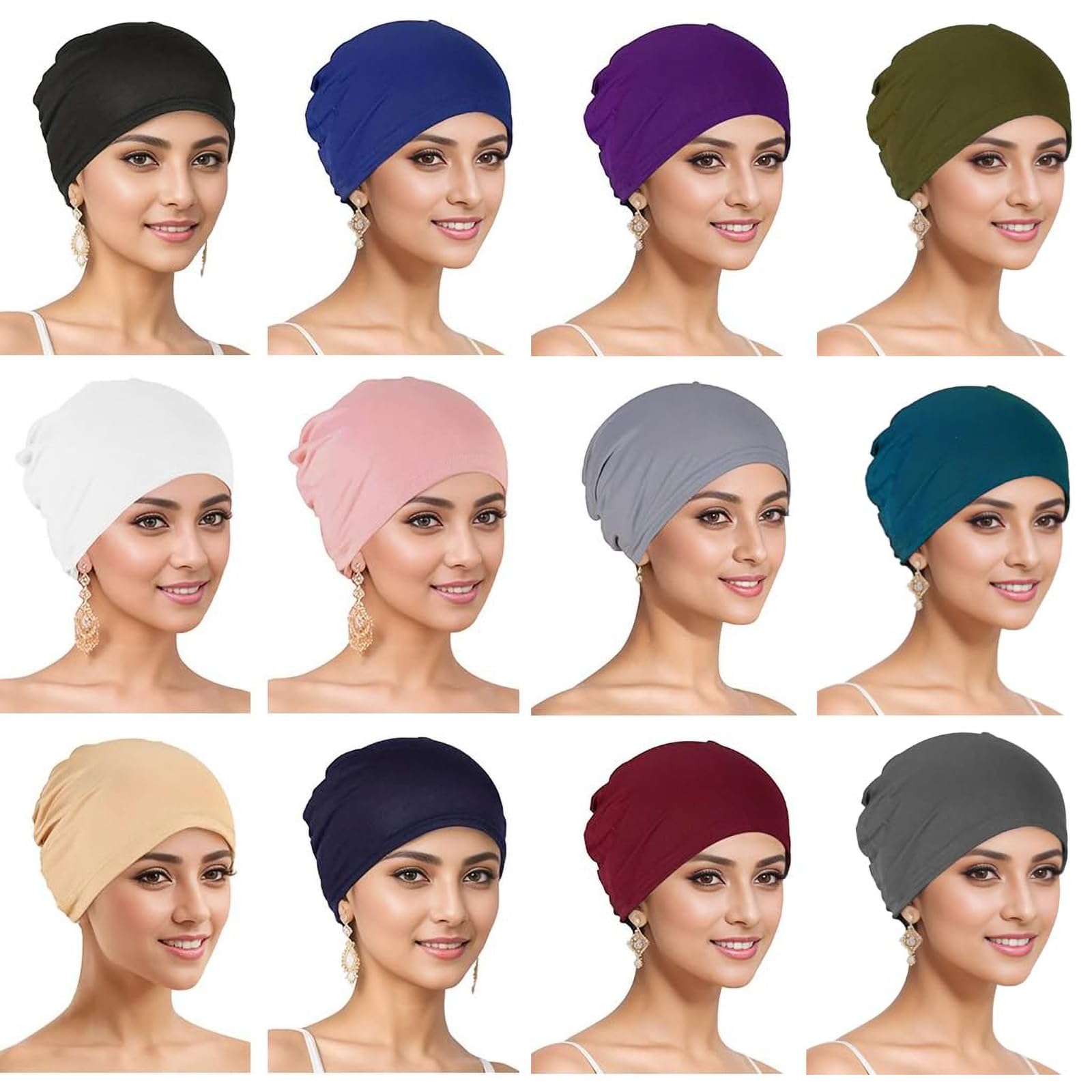 9 Pieces Solid Women Chemo Hat