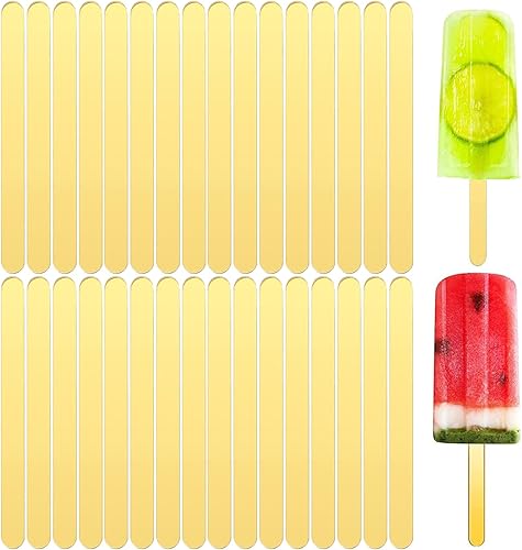 Palitos acrílicos de 4.5 pulgadas, 50 palitos de helado de espejo reutilizables, palitos de hielo dorados para fiestas, festivales y bricolaje en el