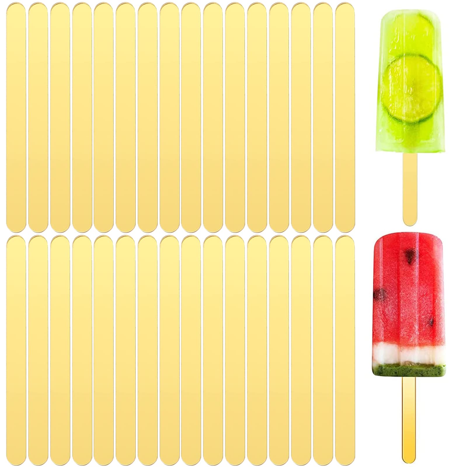 VIDELLY 50 Stück Glitzernde Acryl-Eisstäbchen – Wiederverwendbar Für Kuchen, DIY & Partys