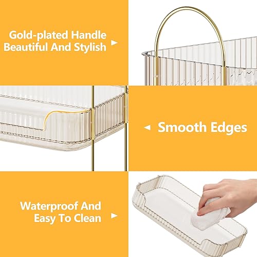 Miniatura 4 de Organizador de mostrador de baño de 2 niveles, bandeja de tocador para el cuidado de la piel, almacenamiento de cosméticos para encimera, soporte de