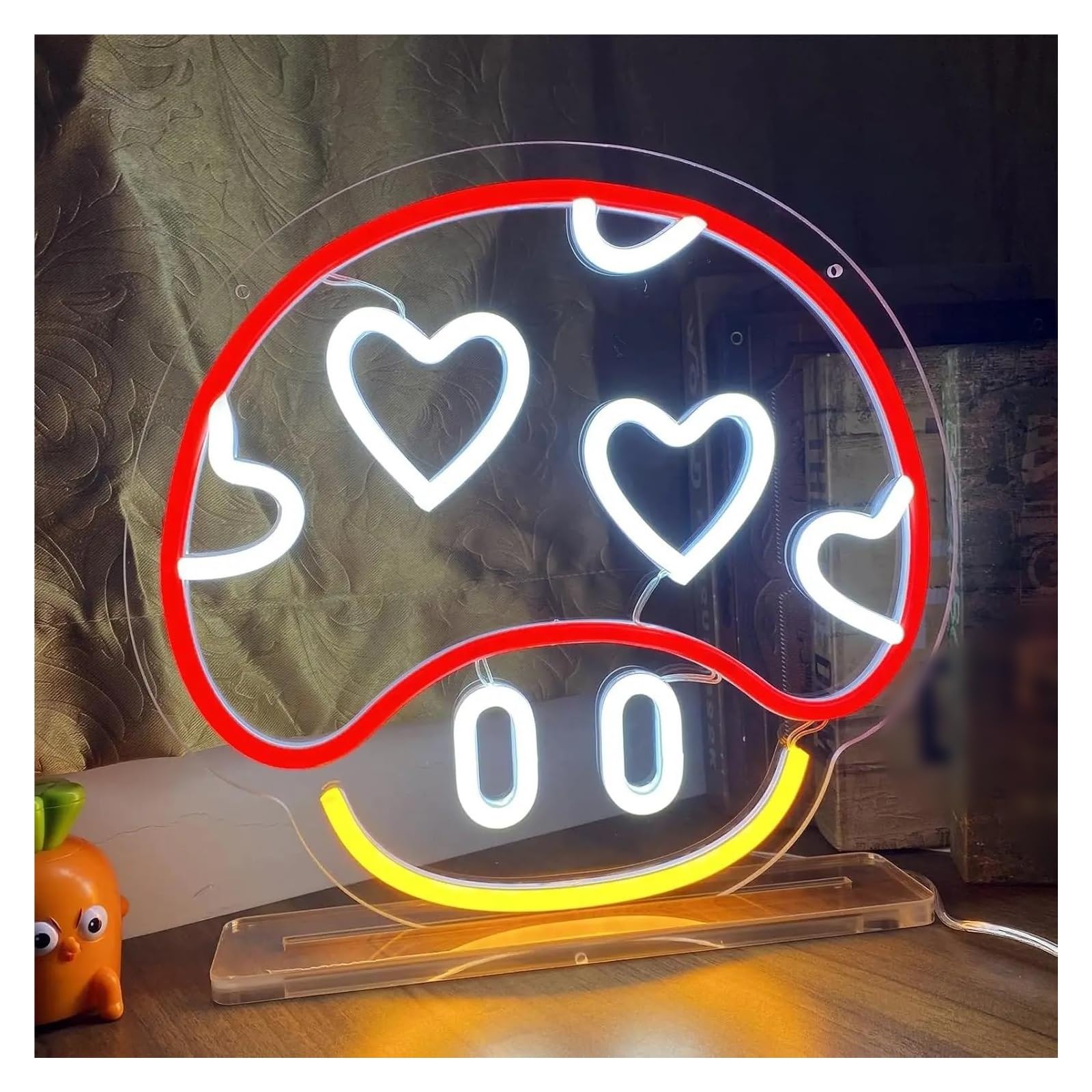 LEMST Signs Lamp Mushroom Neon Sign Cartoon Neon Light Sign Dimmable for Gamer Room Wall Decor USB Cute Decor 28.9x30.4cm