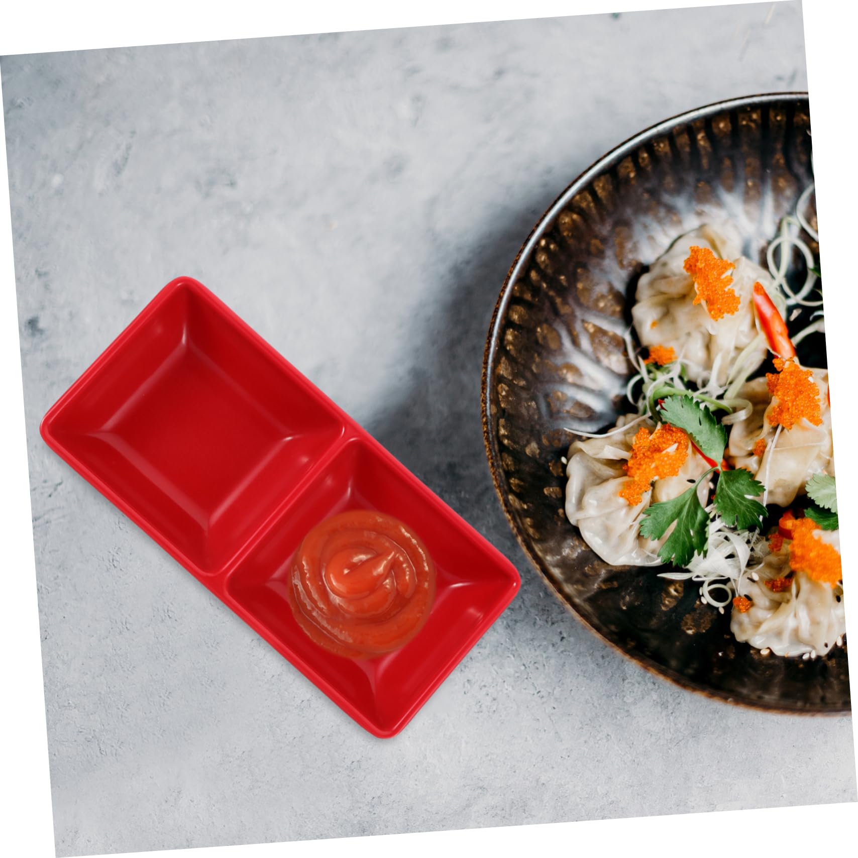 SOLUSTRE Sauce Dish with Divided Dipping Plate for Mustard Vinegar and Chili Sauce Elegant Snack Bowl for Home Parties and Picnics Easy to Clean Dishwasher Safe