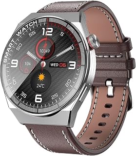 GABLOK Smartwatches Smartwatch Men's 1.43 Inch 320 * 390 Bluetooth Call Dial Fitness IP68 Rainproof Smartwatch Electronics (Color : Silver Leather, Size : 1)