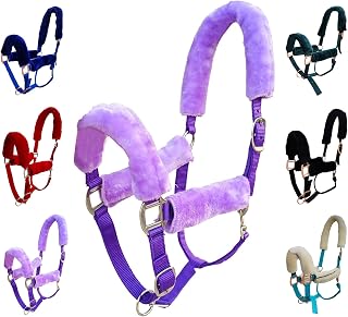 Majestic Ally Horse Halter Fleece Set -Full, Set of 09 (Crown, Noseband, Cheeks, Chin, Neck Pieces) and Set of 4 (Crown, Noseband, Cheeks), Multiple Colors