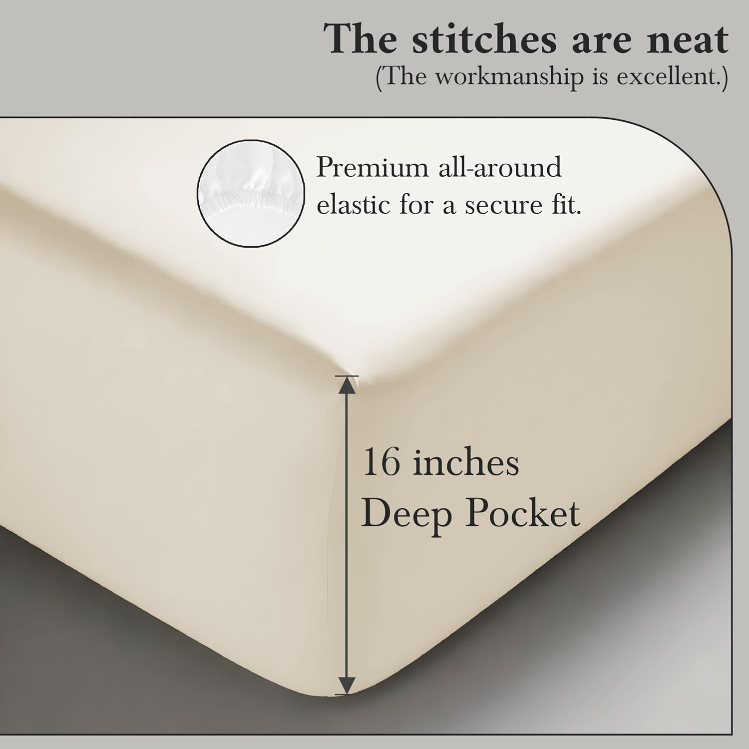 Linenwalas 100% Supima Cotton King Fitted Sheet, Premium Luxury Bed Sheets, 1200 Thread Count, 16" Deep Pocket Bottom Sheet, 3 Pc Set, 1 Fitted Sheet, 2 Pillowcases - Ivory/Off White