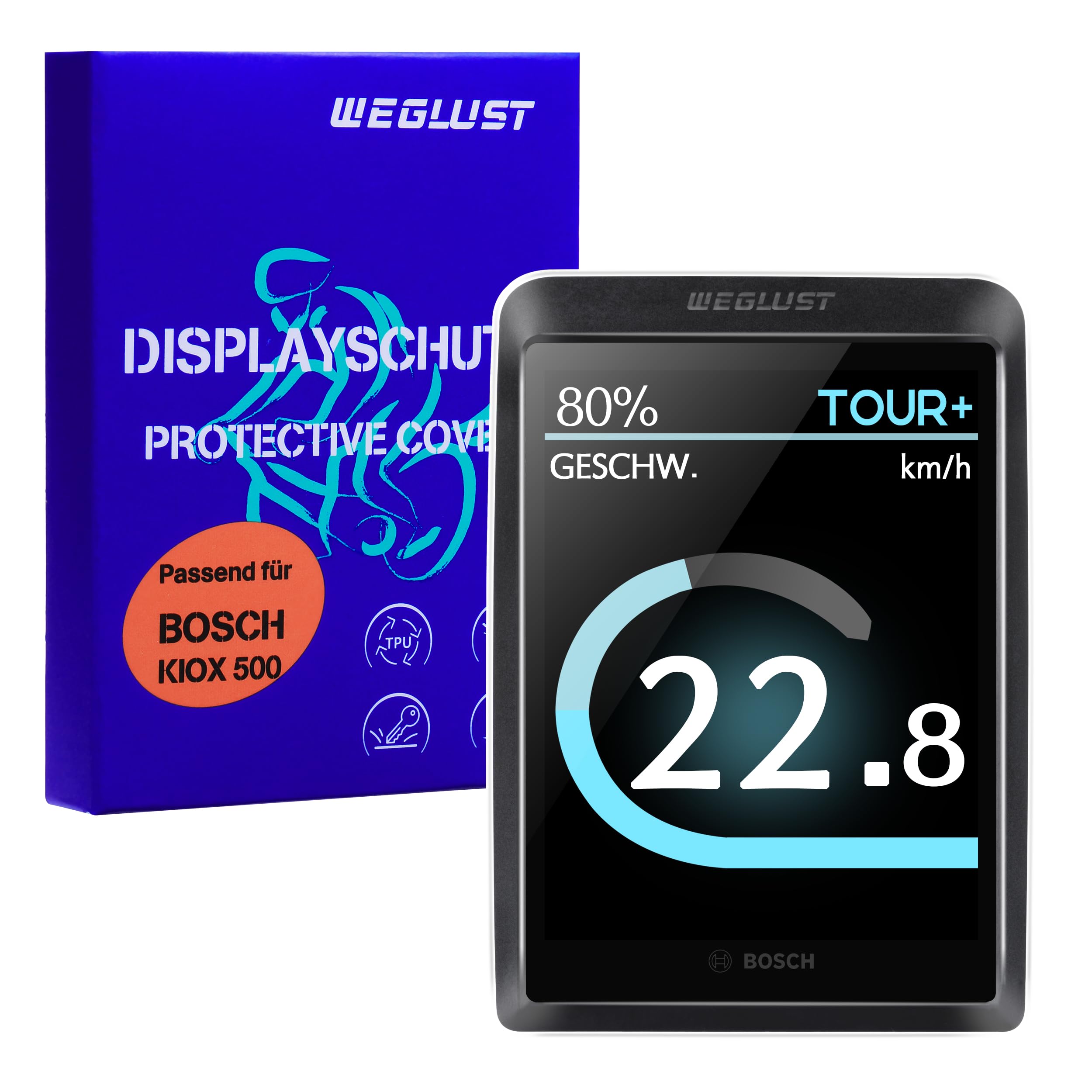 WEGLUST Kiox 500 Display Schutzhülle | E-Bike Displayschutz | Transparenter Kiox 500 Schutz | Stoß- und Kratzschutz | E-Bike Zubehör | fit for Bosch Kiox 500 (BHU3700)