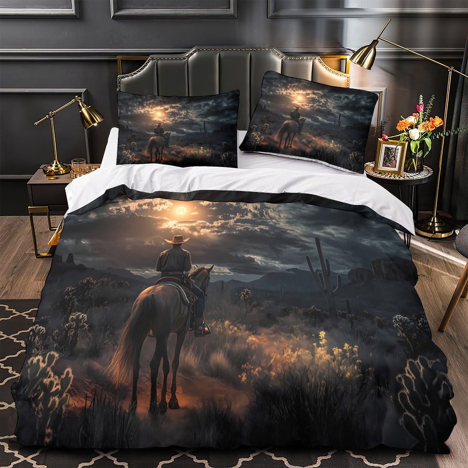 Ensemble de literie Desert Cowboy 3 pièces housse de couette king microfibre
