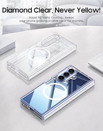 Vizvera for Samsung Galaxy Z Fold 7 Case Clear/Z-Fold-8 Ultra Case Clear,[Magnetic Power][Hinge Protection][Slim][Front Screen Protector] Shockproof Phone Case (Clear)