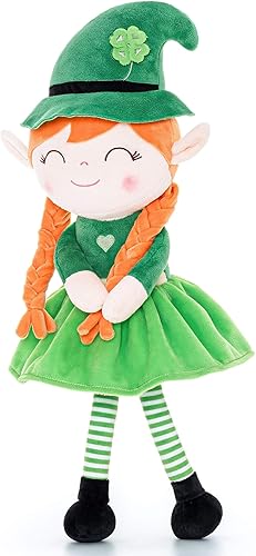 Gloveleya Muñecas de peluche regalos del día de San Patricio, bendiciones suaves, muñeca de trébol, deseos de peluche, elfo, regalos para niña, 16