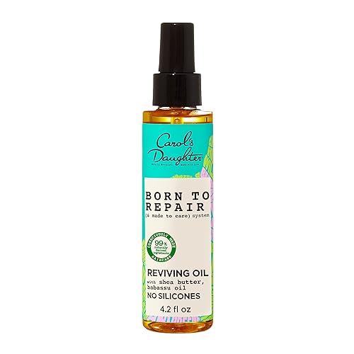 Carol's Daughter Born To Repair - Aceite reviving para cabello seco dañado y todo tipo de rizos, fabricado con manteca de karité, 4.2 onzas líquidas