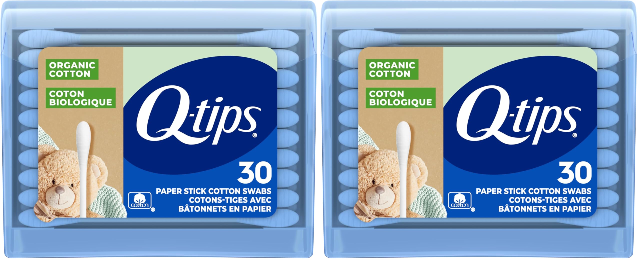 Q-tips Organic Cotton Swabs Travel Size Toiletries for Baby Beauty and First Aid 100 Organic Cotton 30 Count