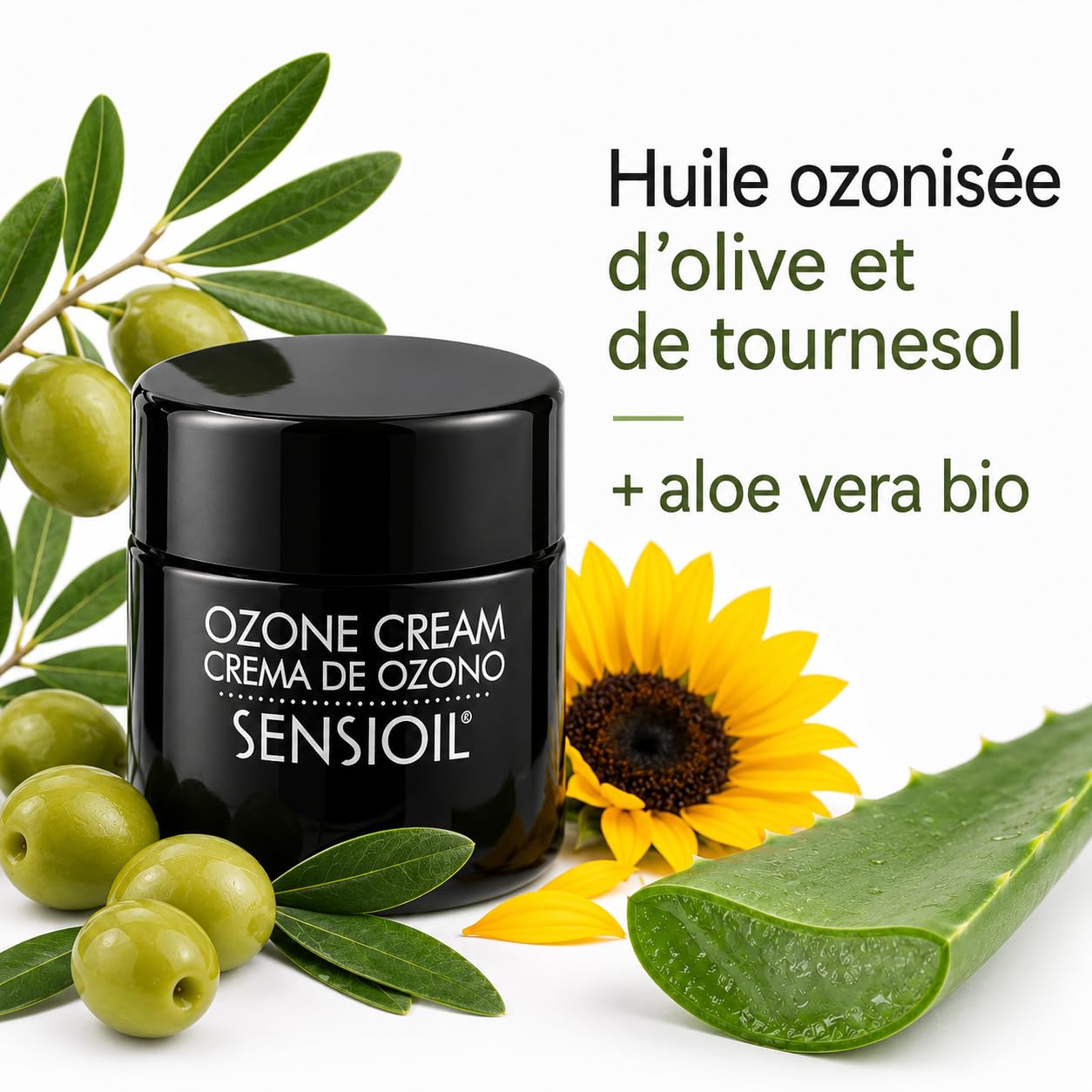 OZOLABS Ozon-Gesichtscreme 50 ml - Feuchtigkeitscreme Anti-Aging für empfindliche Haut | Ozonöl Olive, Sonnenblume + Aloe Vera | Regenerierend für Tag & Nacht | Vegan, Bio | EcoPlus · ISO 9001