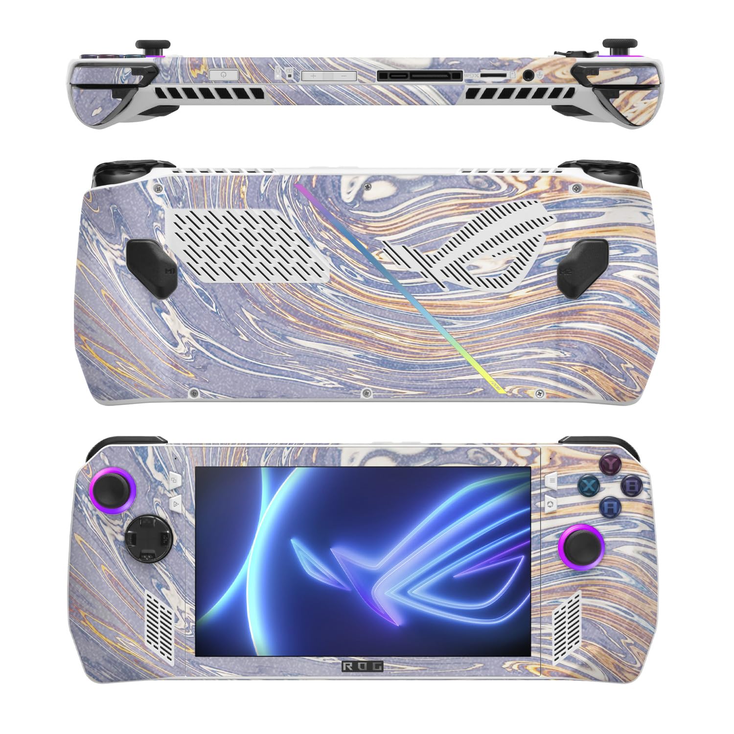 MightySkins Glossy Glitter Skin Compatible with Asus ROG Ally - Liquid Silver | Protective, Durable High-Gloss Glitter Finish | Easy to Apply