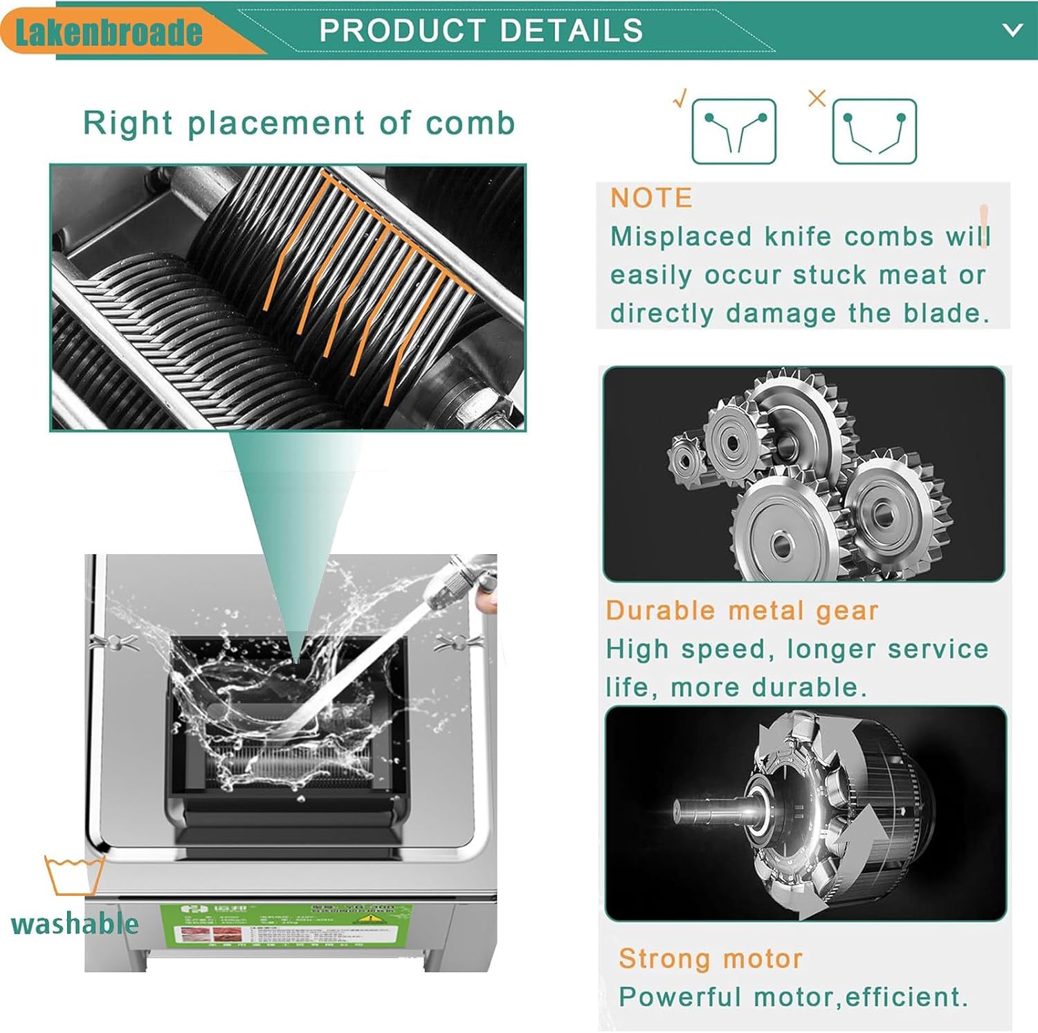 850w Electric Meat Slicer, Cutting Specifications 3.5mm + 5mm + 15mm