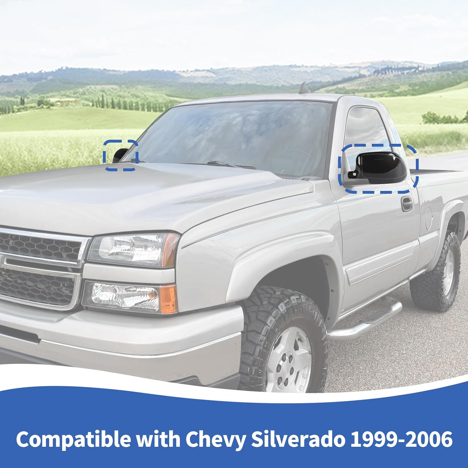 Rearview Mirror Cover Side Mirror Shell Trim Compatible with Chevy Silverado & Suburban & Tahoe & GMC-Yukon & GMC-Sierra & Cadillac Escalade 1999-2006, Carbon Fiber