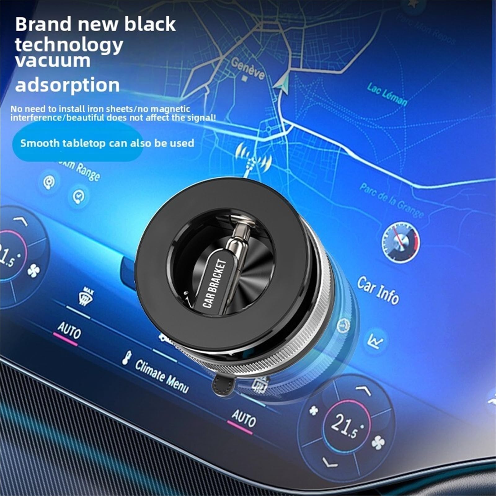 Soporte montaje parachoques Soporte magnético para teléfono con ventosa de vacío ajustable 360°, para coche/gimnasio/espejo/Smoot Soporte parachoques delante