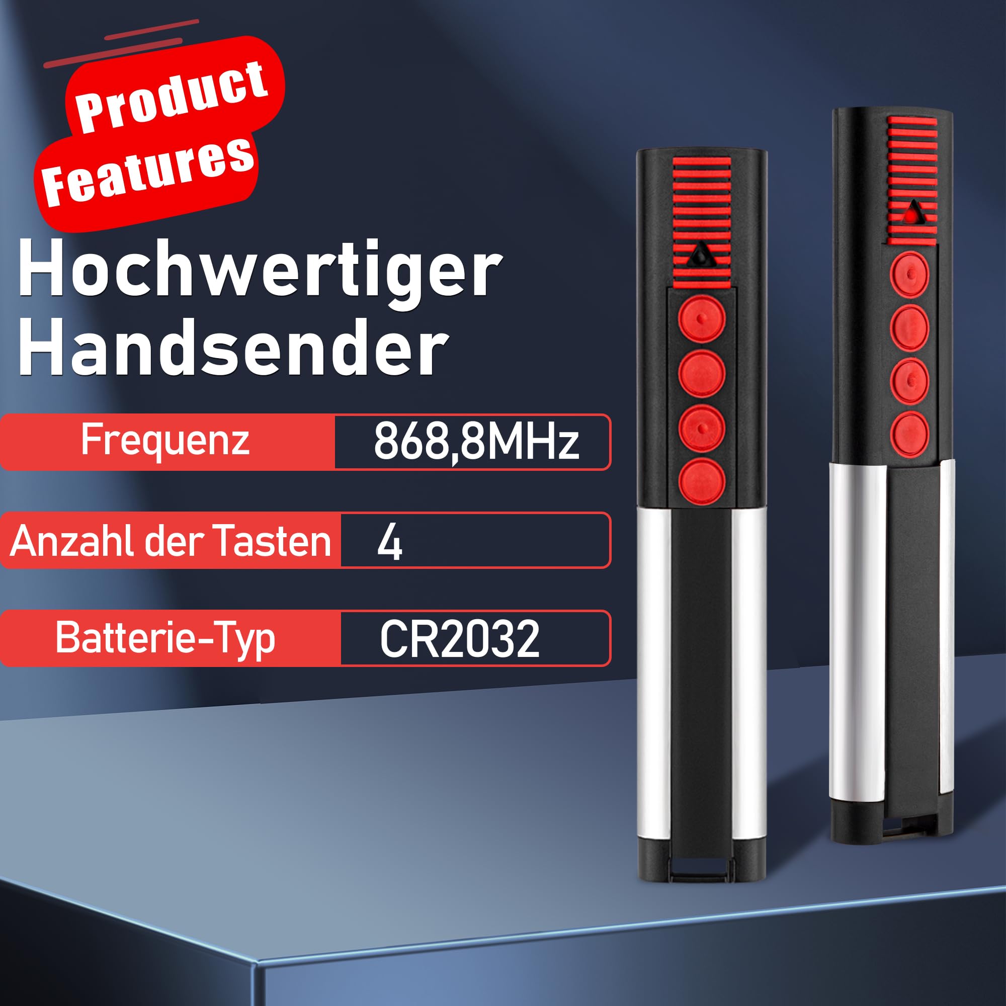 pepape 2 pièces télécommande Garage pour Sommer 4020 TX03-868-4, 4020V000, 4026 TX03-868-2, 4025 TX02-868-2, Compatible avec Sommer Red LED 868,8 MHz ouvre-Porte de Garage