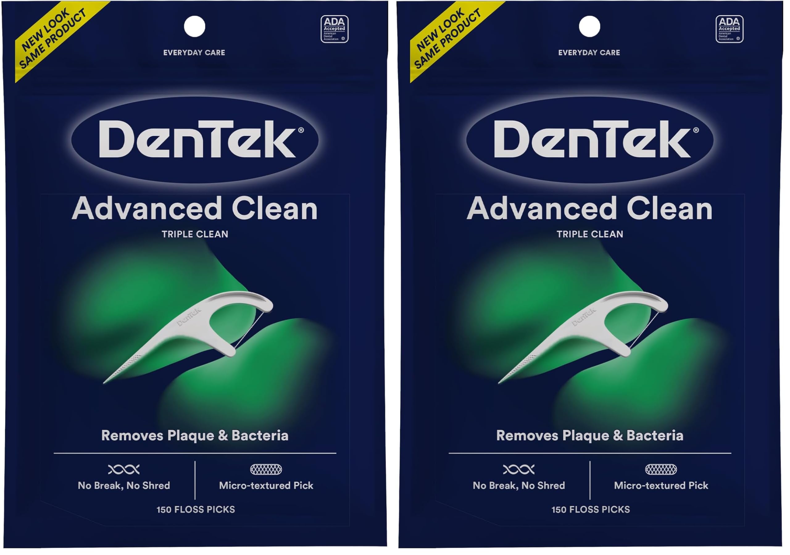 DenTek Advanced Clean Floss Picks with No Break No Shred Dental Floss Plaque Remover 150 Count Pack of