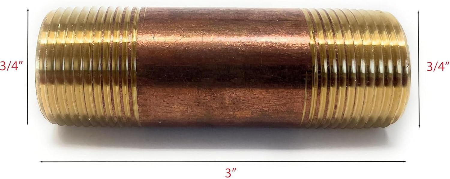 Metal Magery Brass Long Nipple 3/4" X 3/4", 3" Length, Male NPT Pipe Fitting (1)