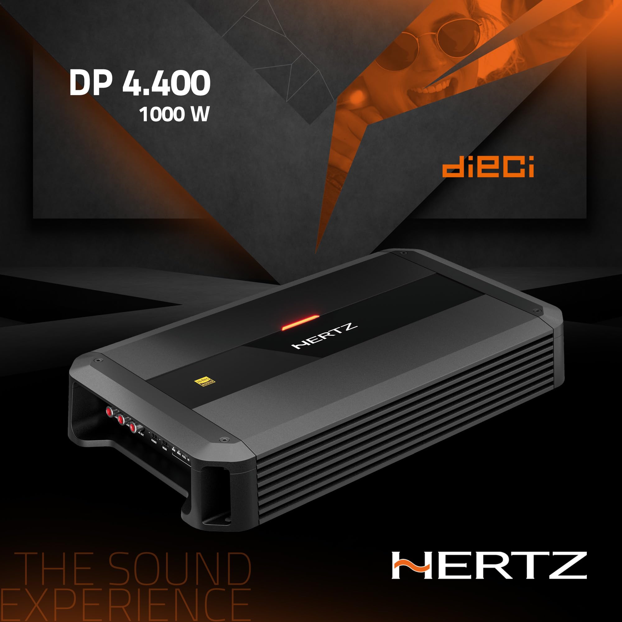 Hertz Dieci Power DP 4.400 – Amplificador Clase AB de 4 Canales con 4x125 W RMS @ 2 Ω, Alta dinámica para instalaciones de Audio multivía