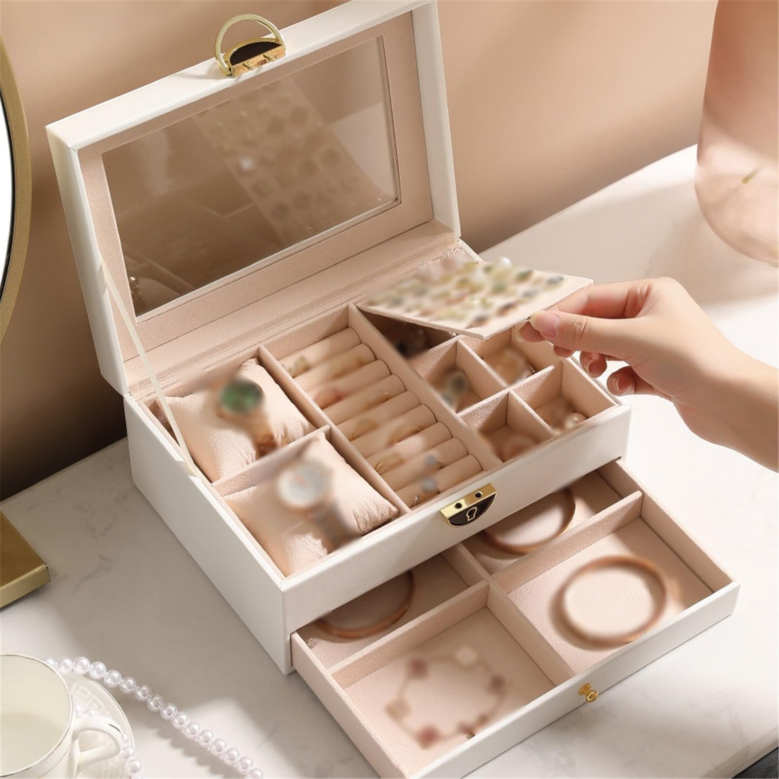 Soporte de joyería Caja de almacenamiento joyas varios niveles