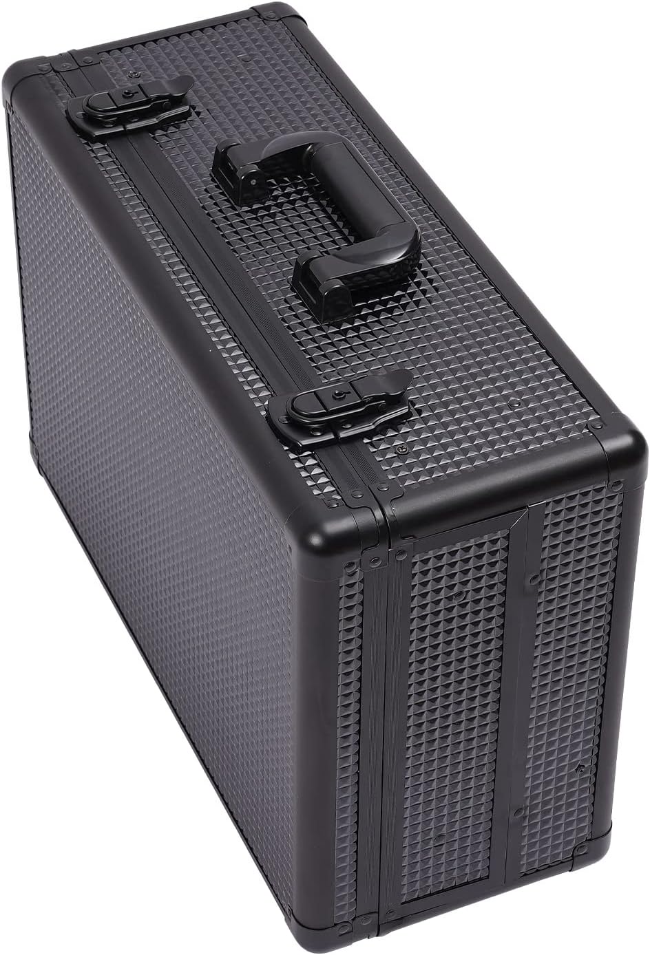 Professional Barber Case, Aluminum Alloy Hair Styling Tool Storage with Sliding Tray and Keys, Portable Lockable Organizer, Large Salon Travel Black Case for Storing Scissor, Makeup, Jewelry, Comb