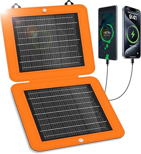 Paneles solares, cargador solar pequeño de 10 W con USB-A de 5 V y USB-C de carga rápida IPX5, impermeable, plegable, panel solar portátil para