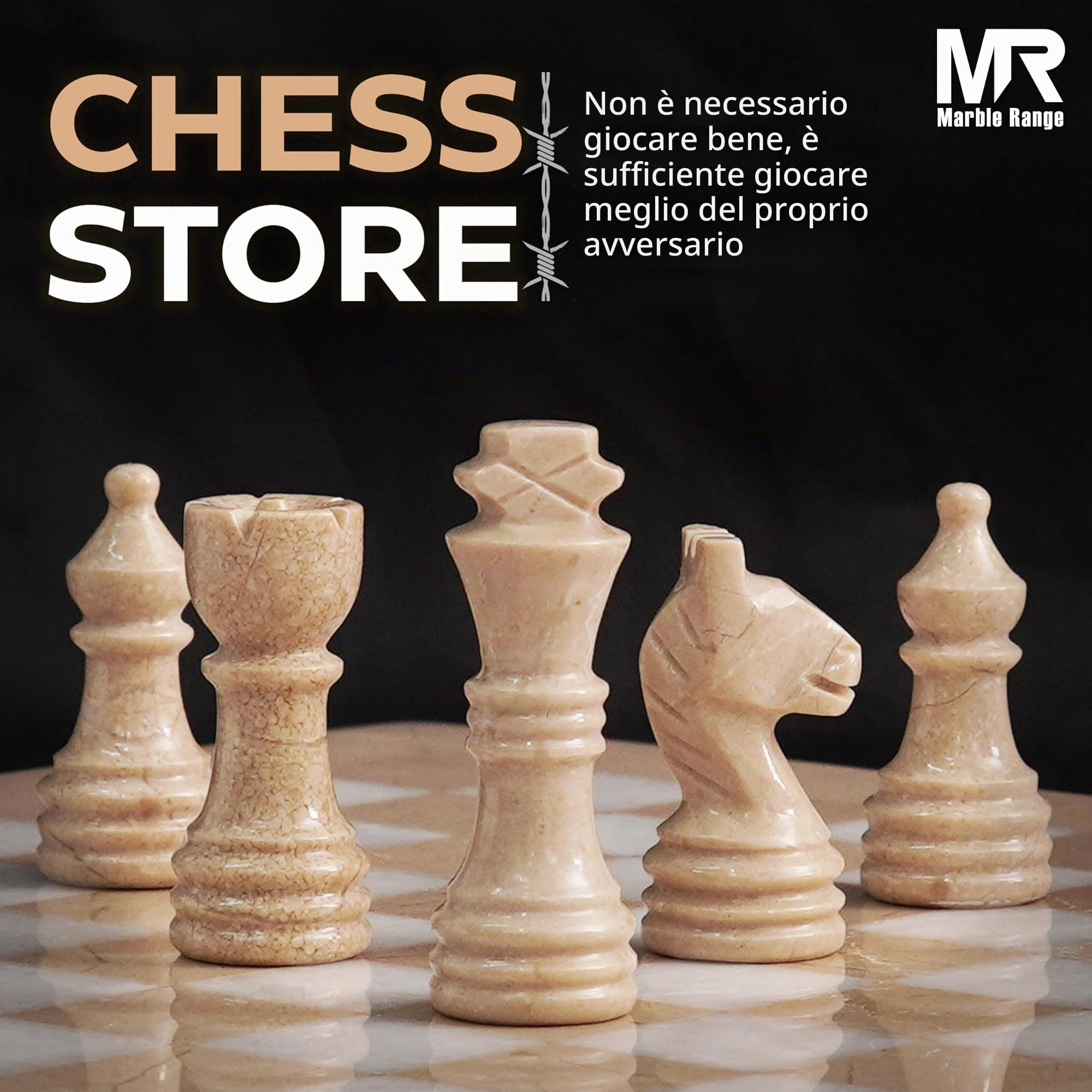 Set di scacchi in marmo per adulti, 25,4 cm, fatto a mano, Verona e gioco da tavolo bianco, con 32 pezzi di scacchi, 2 regine extra e scatola portaoggetti, gioco da viaggio di lusso, regalo elegante