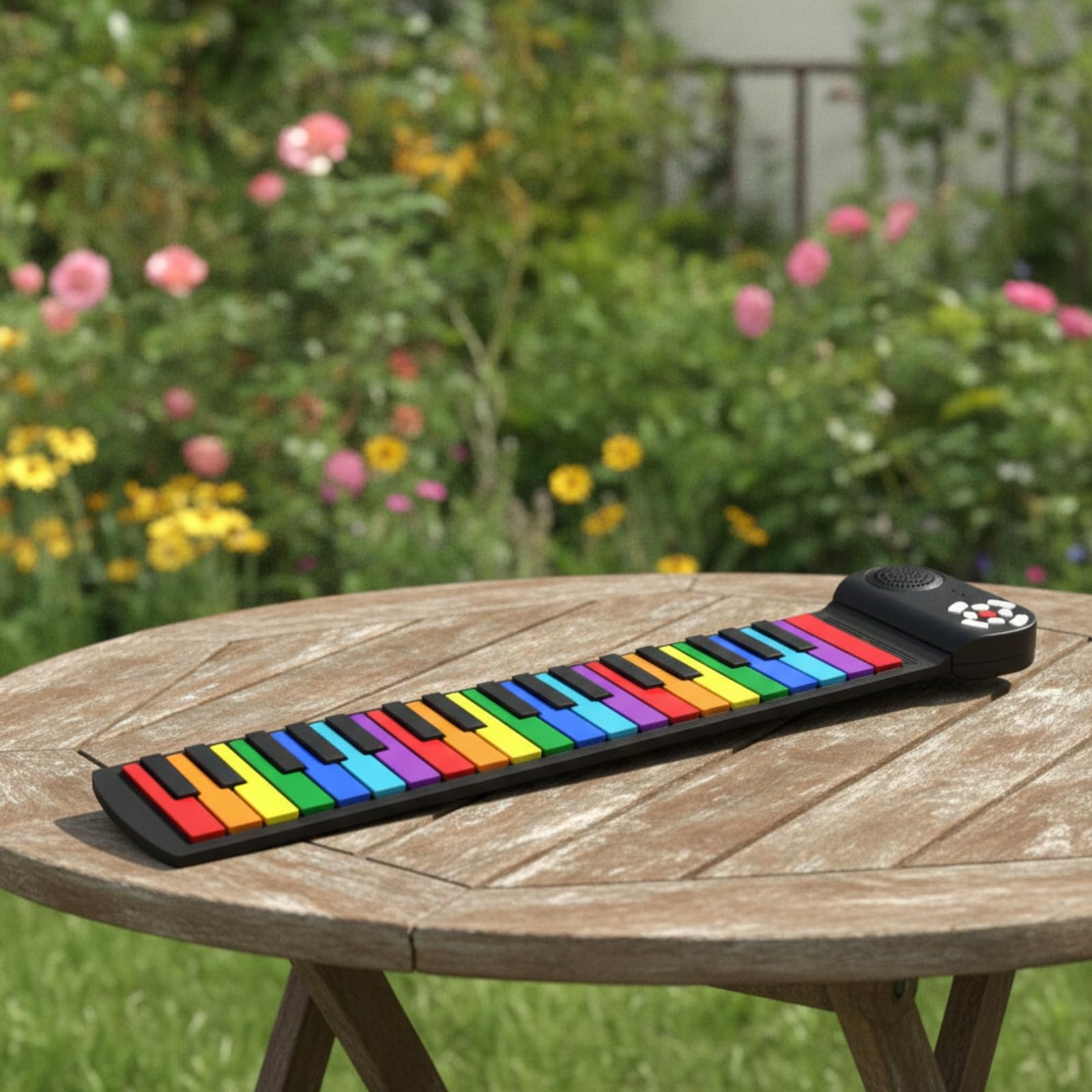 Tastiera Elettronica Portatile 37 Tasti Pianoforte Arrotolabile Silicone Educativo Pianola Didattica con Tasti Visivi Adatta per Bambini Apprendimento Casa Scuola, Versione Cinese