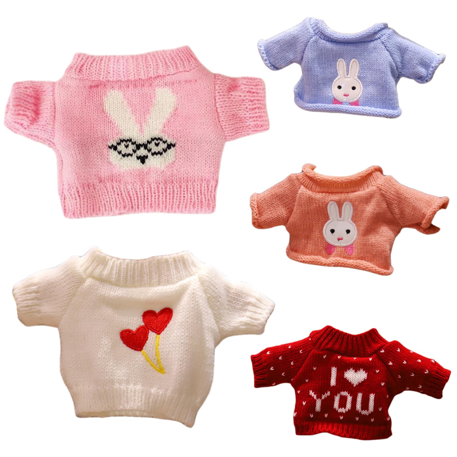 Pesoncarl 5Pcs Teddy Bear Clothes, Bear Sweater Teddy Clothes Fit for 8-12 Inches Plush Bears, Cute Stuffed Animal for DIY Dressing Toy Party Favour