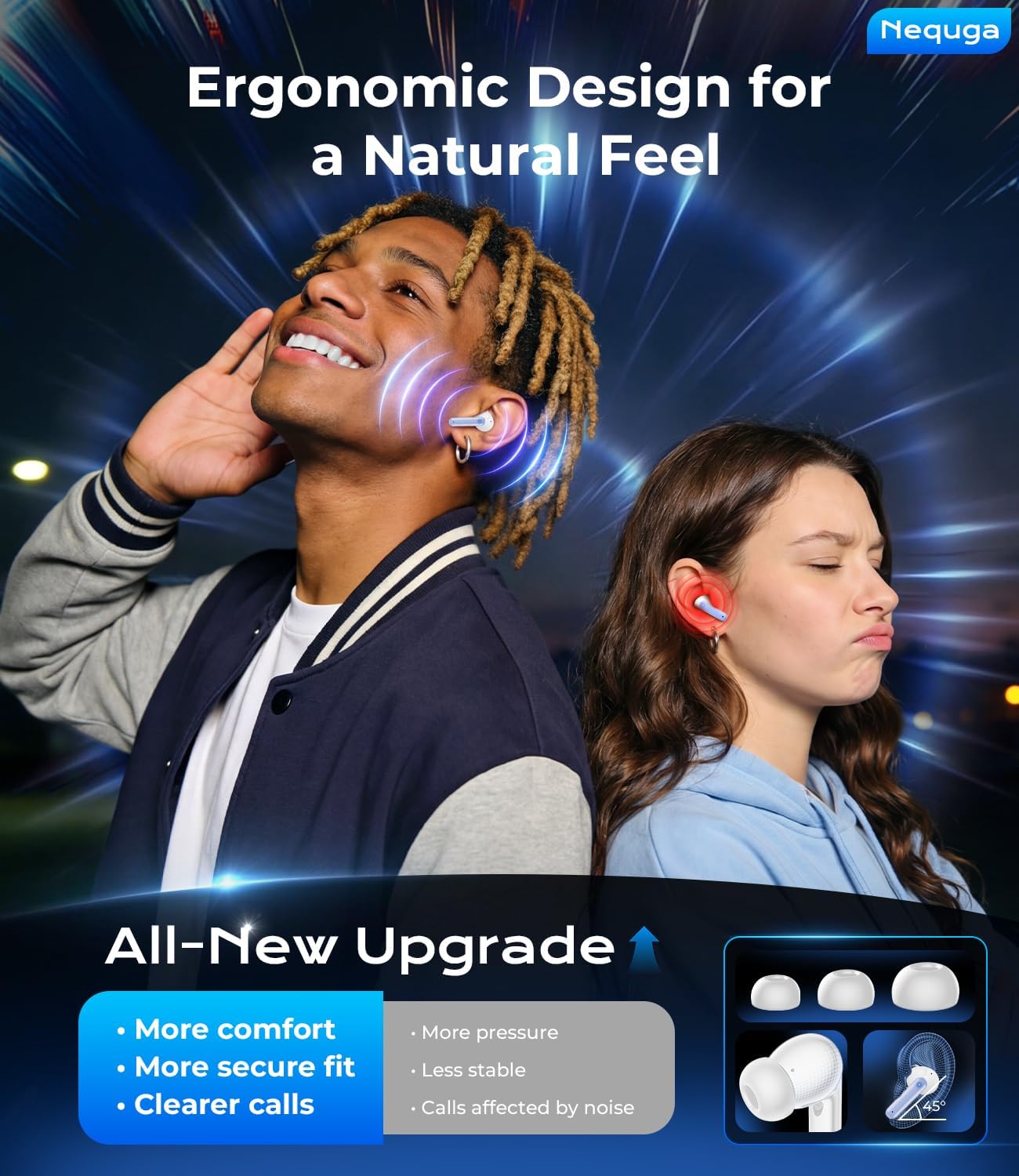 Wireless Earbuds Bluetooth Headphones, 50H Playtime Ear Buds with Mic, LED Digital Display Charging Case, IPX7 Waterproof, Deep Bass Stereo, in-Ear Earphone for iPhone Andriod Phone - Image 4