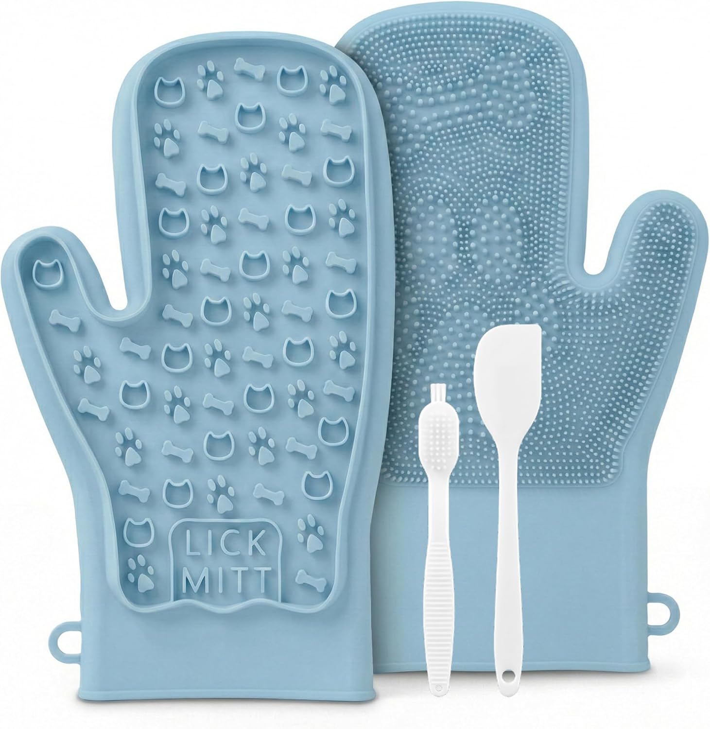 Lixy Pet LickMitt - Dual-Sided Grooming & Shed Control Mitt for Spreadable Treats – Designed for Anxiety Relief & Bonding - Food-Grade Silicone Pet Tool for Dogs & Cats - BPA-Free, Easy-Clean - Blue