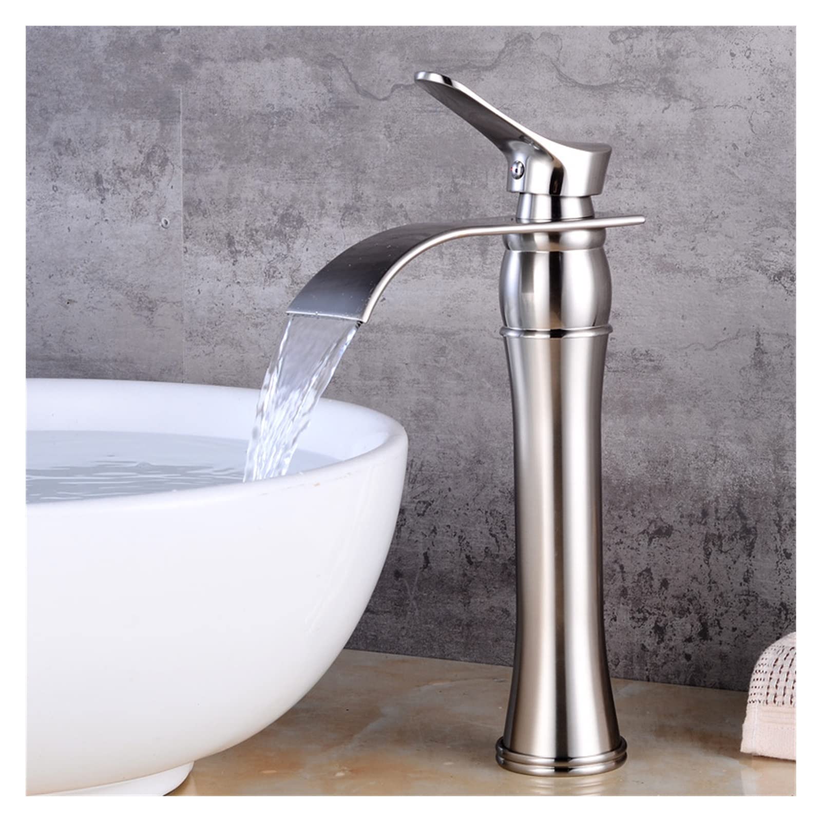 Mooilko Nickel Basin Faucet Black Oil Bathroom Waterfall Faucet Single Handle Black Basin Mixer Bath Faucet Brass Sink Water Crane Tap Easy To Install(Nickel)